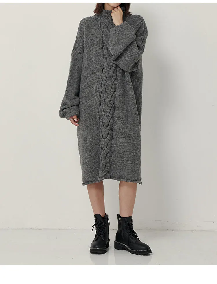 Осень зима Темный пуловер свитер женский повседневный Дикий женксие кофты дикая водолазка с воротником "хомут" однотонные свитеры L932