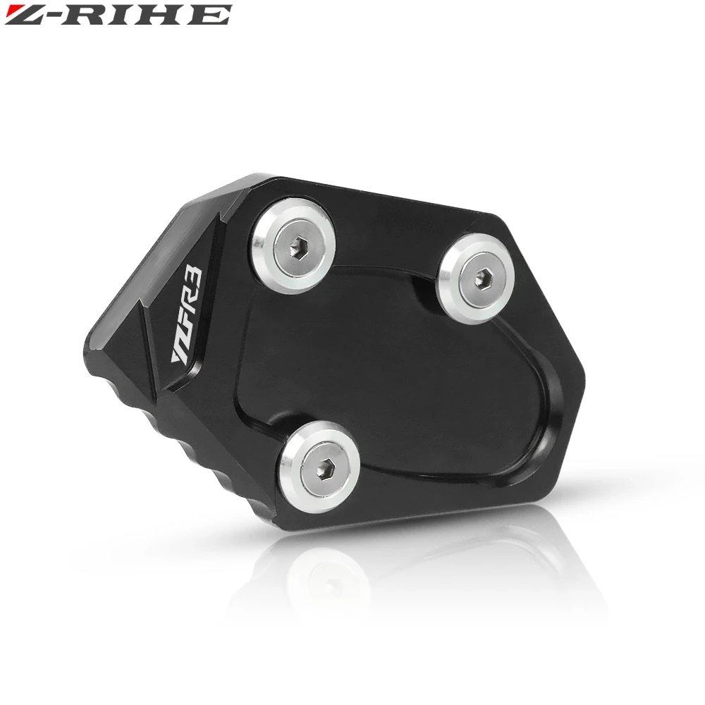 For Yamaha YZF R3 YZF-R3 Motorcycle CNC Aluminum Foot Kickstand Extension Pad Plate Side Stand Enlarger YZF R3 LOGO