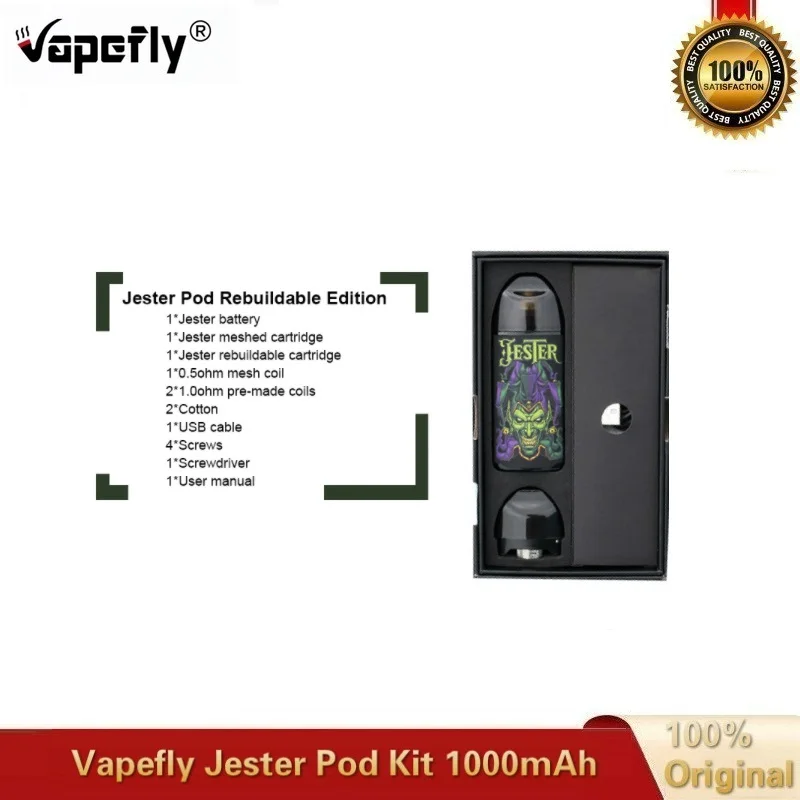 Оригинальный набор Vapefly Jester Pod батарея 1000 мА/ч с Подом 2 0 мл испарителем 5 Ом в