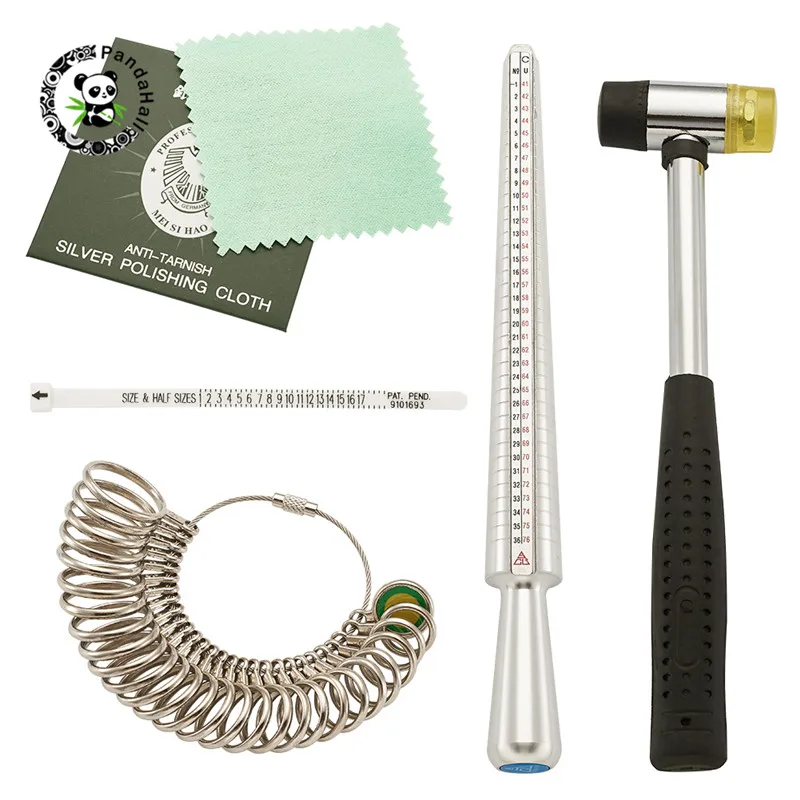 Pandahall 1 Set Jewelry Measuring Tool Sets With Ring Mandrel And Ring
