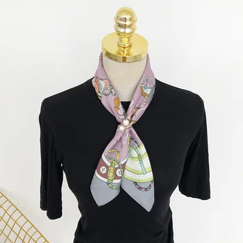 

Hijab Rushed Women Winter The New 2020 Female 100% Mulberry Silk Scarves Square 53*53cm Professional Bandana Brand Foulard