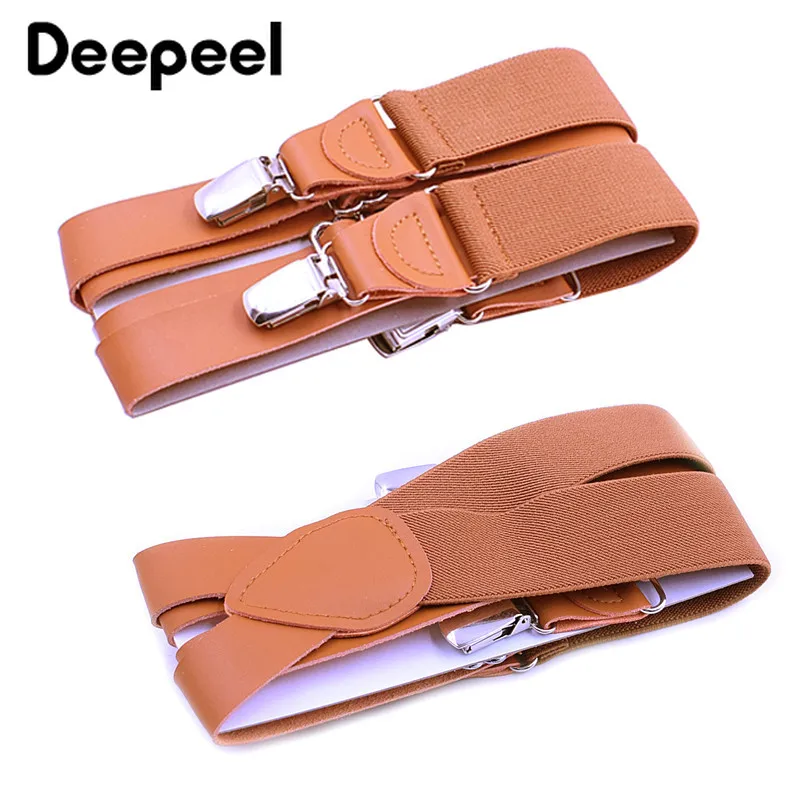 Deepeel 1 шт. 3,5*125 см Для Взрослых Эластичный регулируемый ремень 4 клип X Тип подтяжки Унисекс Коричневый дизайнерский костюм украшения SP062