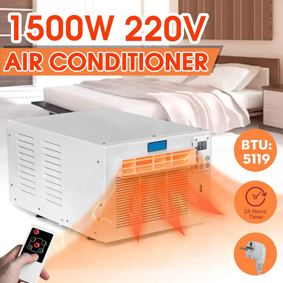 

1100W Desktop air conditioner 24-hour timer Cold/Heat dual use 220V/AC With remote control LED control panel Pet air conditione