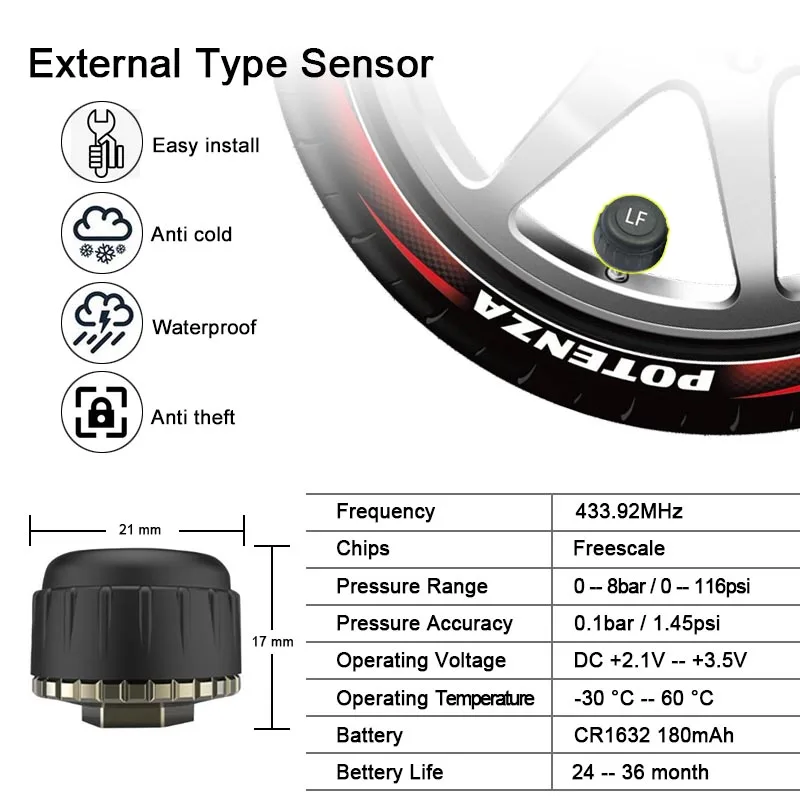 Автомобильный TPMS Android контроль давления в шинах с 4 внутренними датчиками цифровой ЖК-дисплей автоматическая система охранной сигнализации давление в шинах