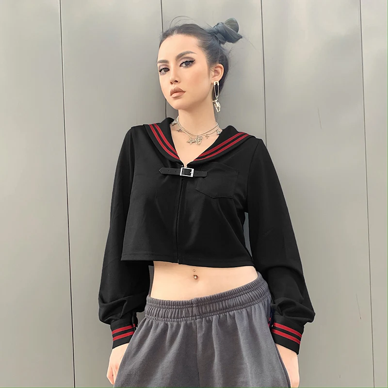 Rockmore Harajuku панелями молнии женские толстовки с капюшоном плюс Размер Уличная Толстовка свободная Пряжка толстовка, свитер Femme осень