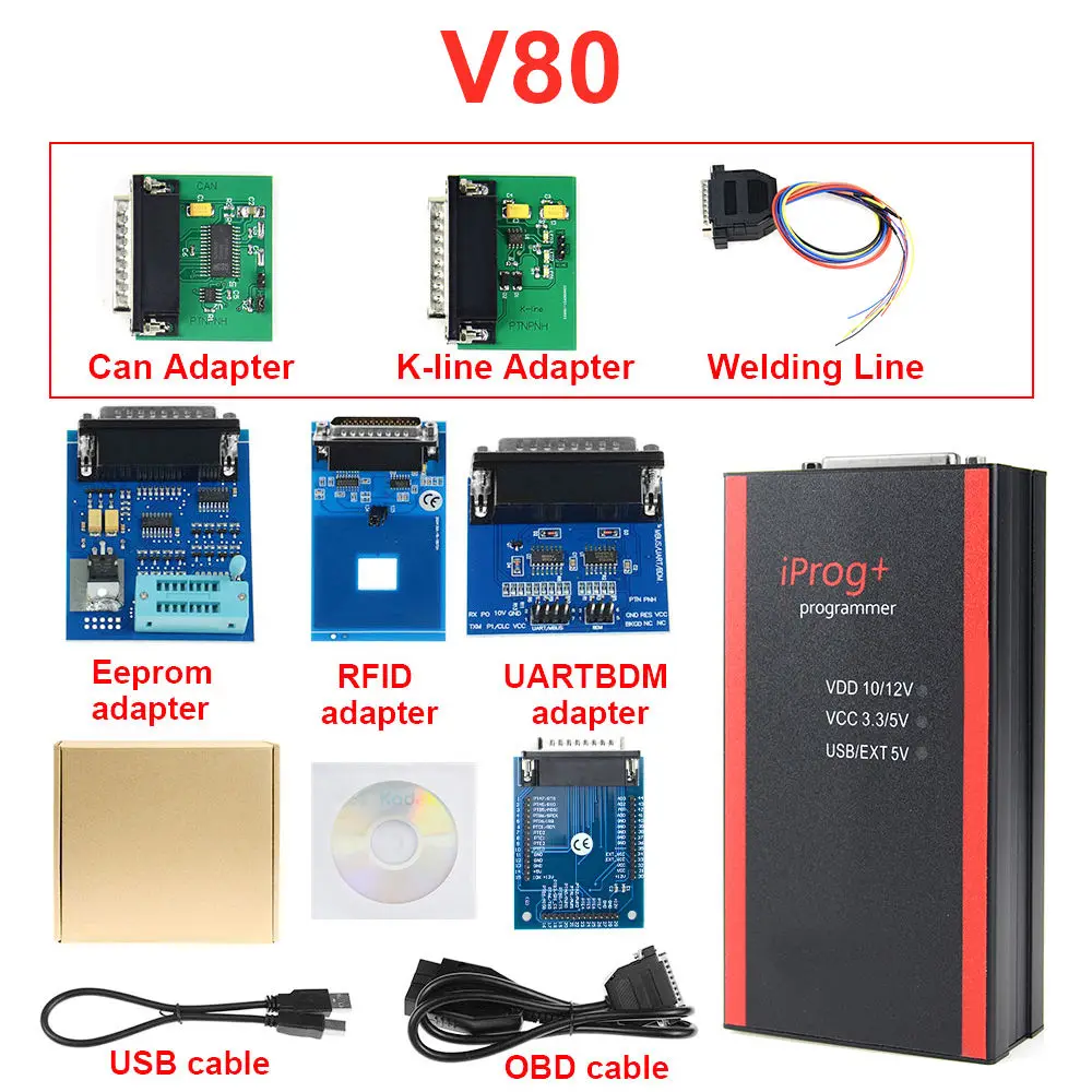 DHL V80 IPROG+ ключ программист одометр коррекция Подушка безопасности Сброс инструмент Iprog+ IMMO с kline adapte can bus/IR MB адаптер