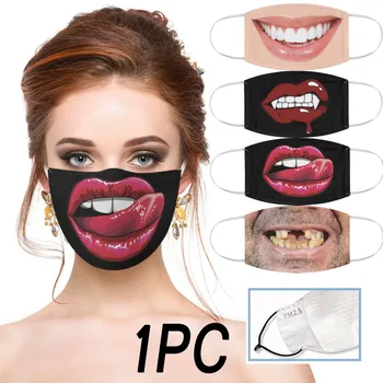 

1PC Adult Funny Red lip Print FaceMask Windproof Anti-spitting Protective Mask Washable Reusable Breathable Mask masque outdoor
