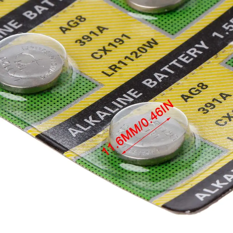 Wholesale 50PCS AG8 Button Battery 391 609 LR1120 D381 Alkaline Battery GP391 SB-AS GS8 SR1120W SR55 TR1120 Watch Toy Battery