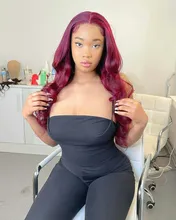 99J rojo peluca con malla Frontal pelucas de cabello humano de color Burdeos peruano peluca Frontal de encaje hueso recto peluca con malla Frontal s para mujer Remy