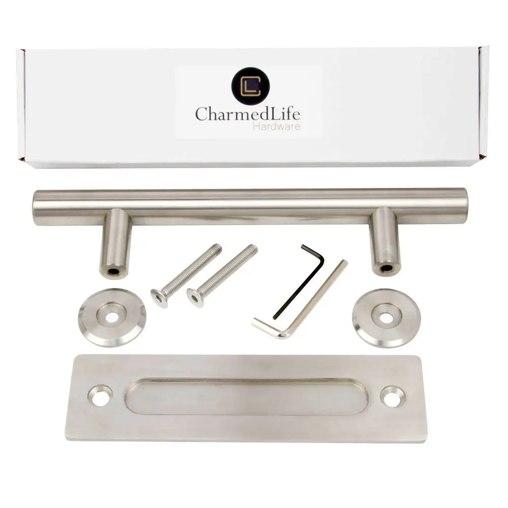 Large Sliding Barn Door Handle 12&rdquo; Both Handle for Exterior of Door & Flush Pull for Interior Modern Barn Hardware