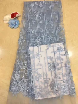

Soft White Snowflake Beaded Embroidered Lace Mesh Fabric For Dress Wedding Dresses, Gray, Blue, Yellow, Pink, By The Yard