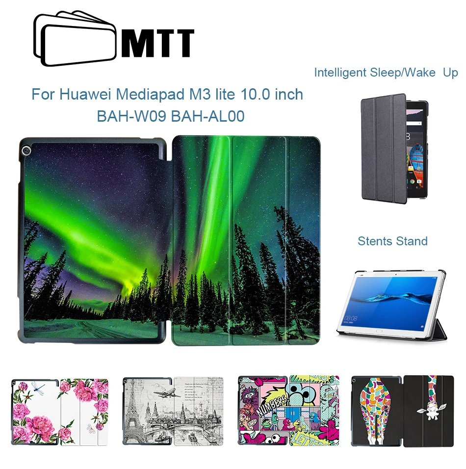 MTT чехол из полиуретановой кожи для планшета для huawei Mediapad M3 Lite 10 BAH-W09 BAH-AL00 10,1 ''Магнитный Флип-стенд Умный чехол защитный чехол