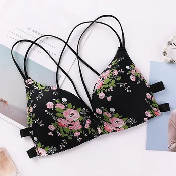 

Sexy Women Bra Fashion Floral Bralette Front Closure Seamless Breathable Women Underwear Brassiere Push Up Bra Top Feme