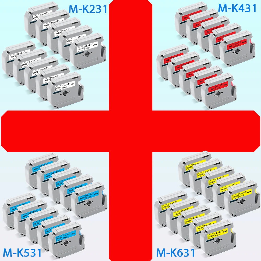Ecowell 10PK Φ MK 231 12 мм этикетки для Brother P touch Label Maker 131 431 631 731 831 MK231 | Компьютеры и офис