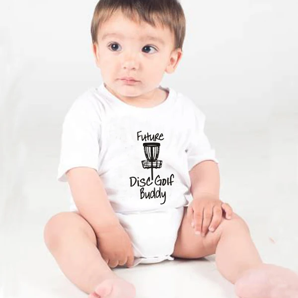 2019 Белый Детский боди, комбинезон с надписью «Future Disc Golf Buddy», летняя одежда для маленьких девочек и мальчиков, хлопковая одежда