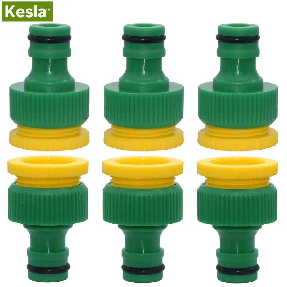 

KESLA 6PCS Tapping Water Connector 1/2 &3/4-in Female Threaded Quick Adaptor European Stype Faucet Nipple Joint Hose Repair