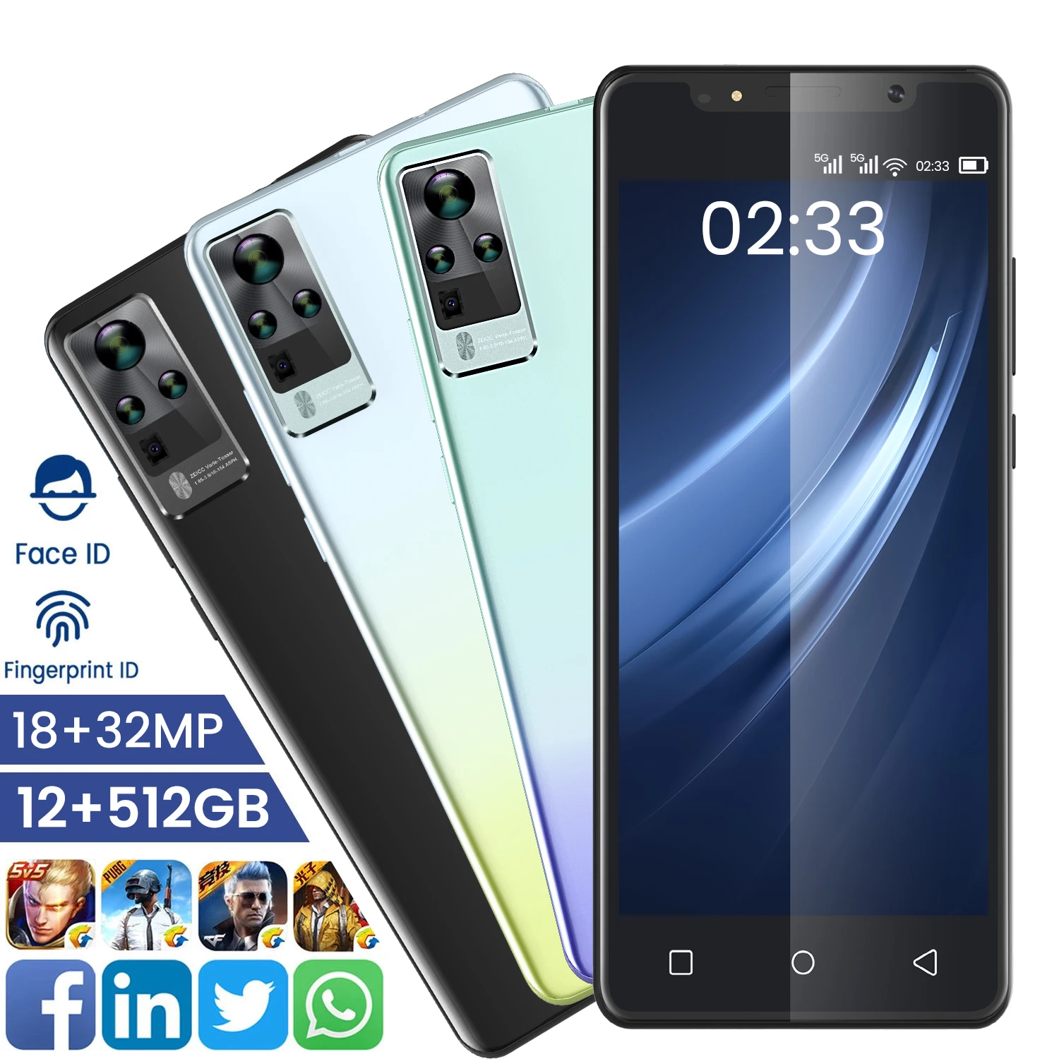 Смартфон 4G 5200 мАч Android 10 LTE экран 5 дюйма телефон с разблокировкой по лицу сотовый