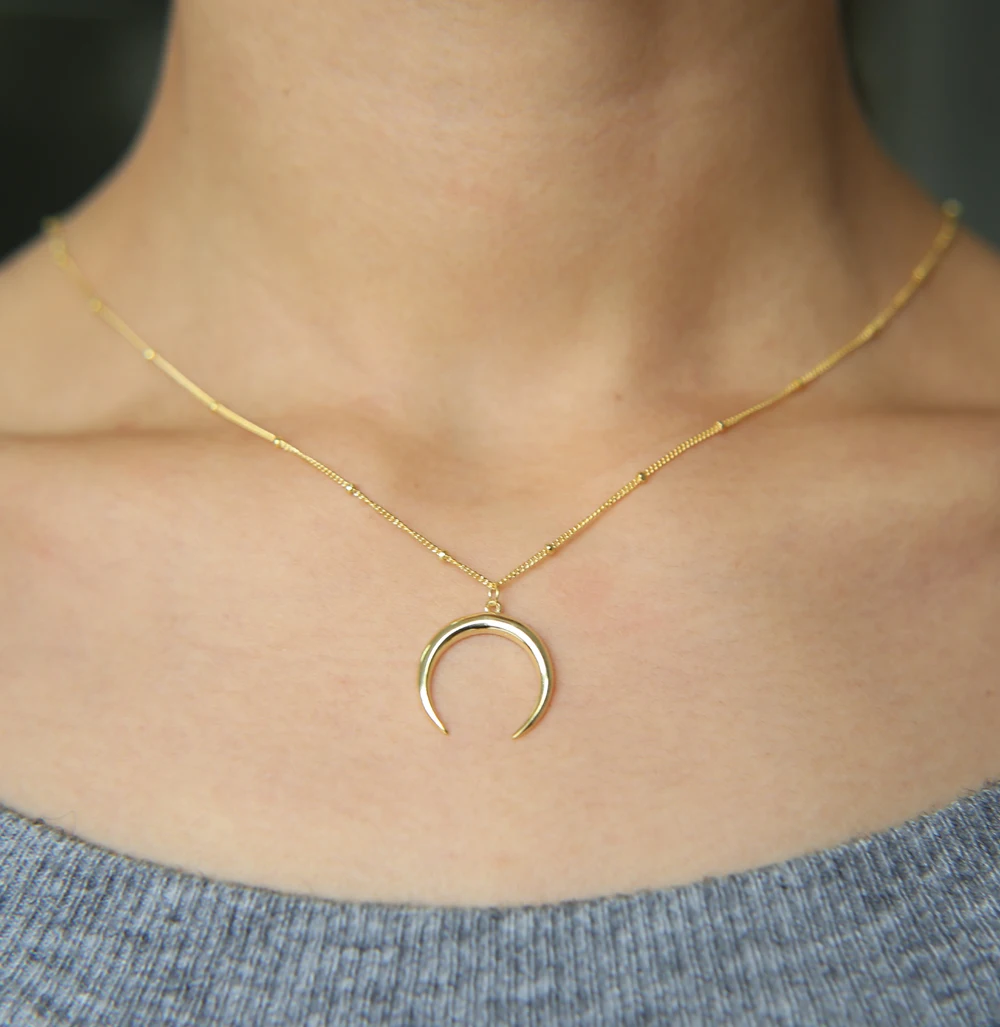 Hot Sale Delicate Moon pendant Necklace Jewelry Curved Moon Necklace Gold color 925 Silver Moon Necklace Jewelry Birthday Gift - Image 5