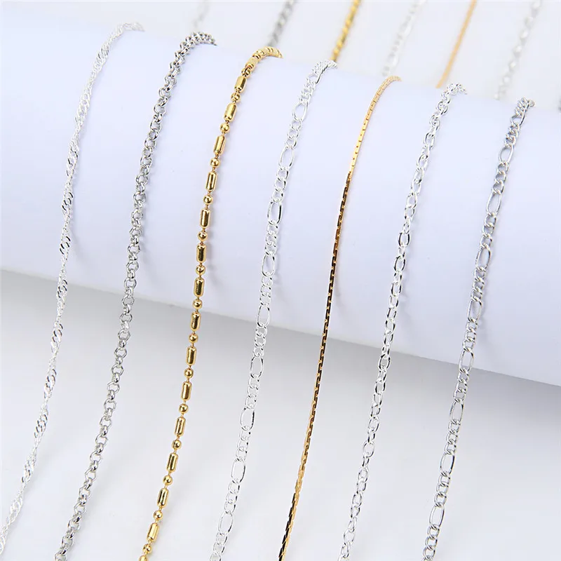 5meters Gold Silver Color Link Chains Bulk Lot 2mm Metal Iron Snake Ball Bead Necklace Chains For Diy Jewelry Making Supplies 3