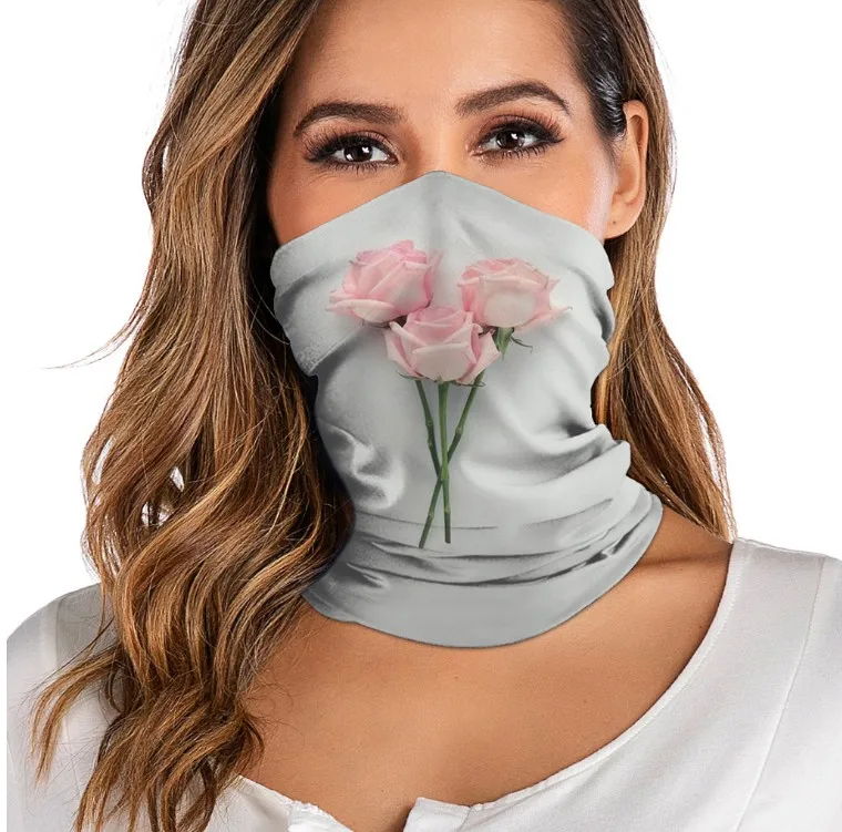 3D digital printed women's outdoor Bandana Breathable Face Scarf Fishing Cycling Sport Elastic Tube Neck Gaiter headband scarf Printed Scarf Neck Gaiter Scarf