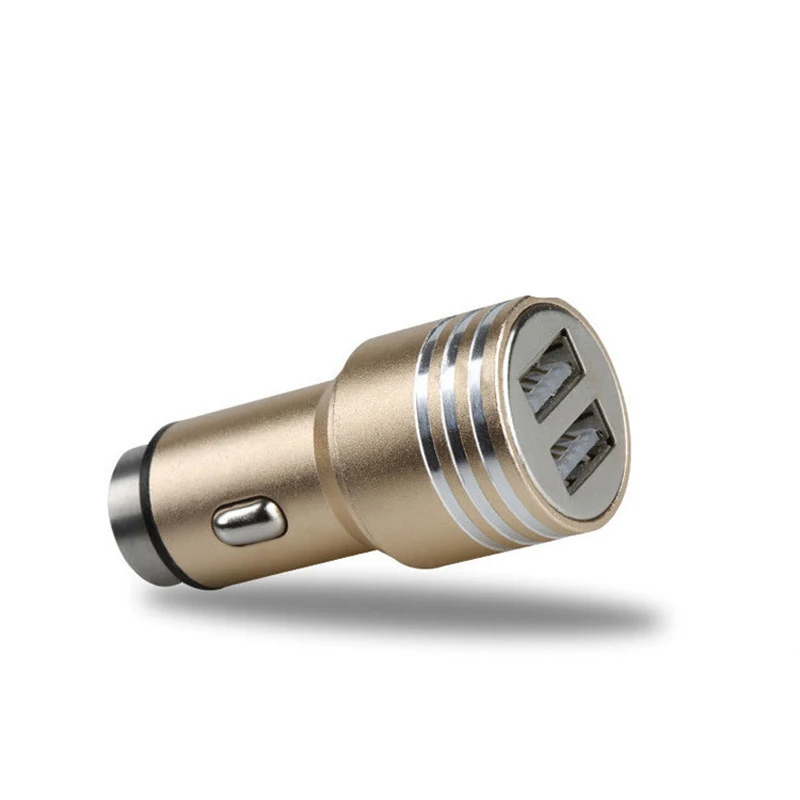 Двойной Переходник USB для зарядки в машине 2.1A Авто Автомобиль Алюминиевый сплав металлическое зарядное устройство для смартфона мобильного телефона планшета