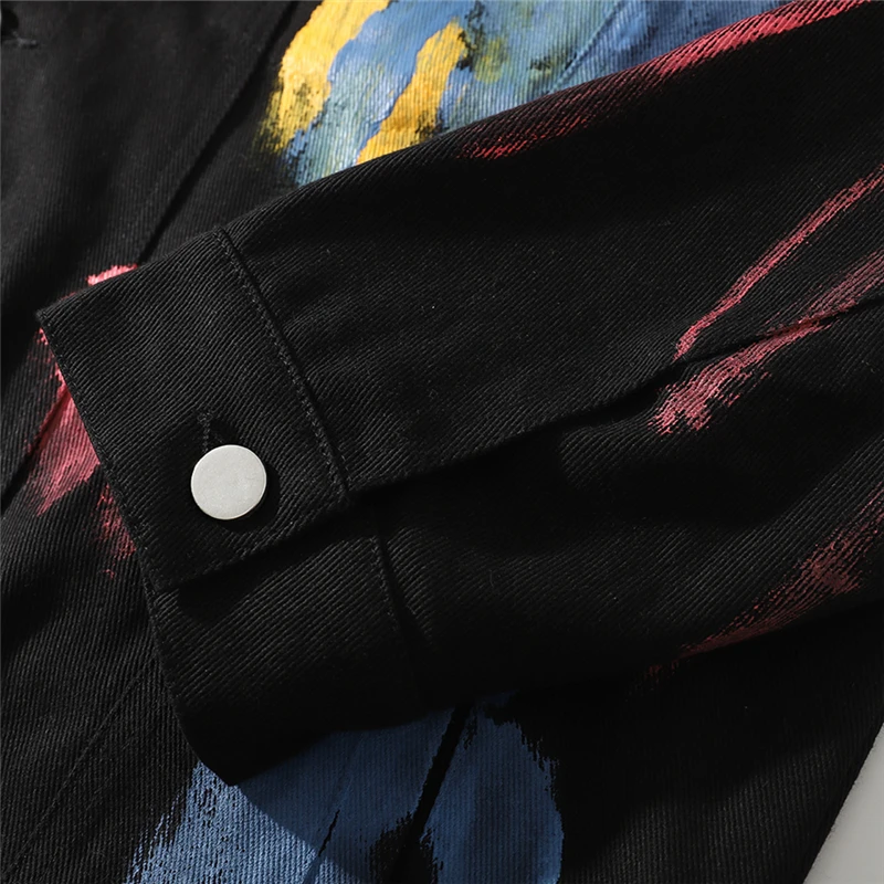 Bebovisi хип-хоп Мужская куртка из джинсовой ткани с краской граффити пальто уличная модная мужская черно-белая куртка хипстерская верхняя одежда