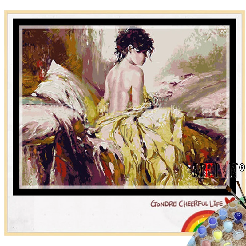 Meivn DIY Paint By Numbers Naked Backless Girl Oil Speed Art Kits Acrylic Canvas For Home Accessories Decoration CXo |