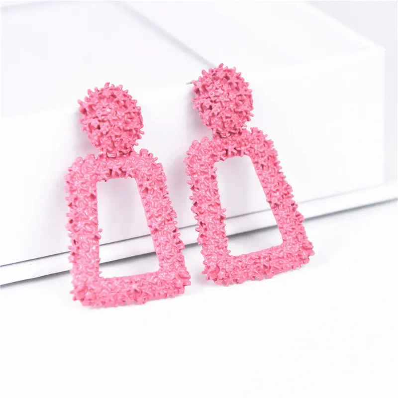 pink Ufavoirte, маленькие Винтажные серьги для женщин, золотой цвет, геометрические массивные серьги, металлические серьги, висячие, модные ювелирные изделия, тренд - Окраска металла: pink