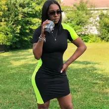 Женское летнее пляжное мини-платье из полиэстера с коротким рукавом, однотонный сексуальный сарафан, модный