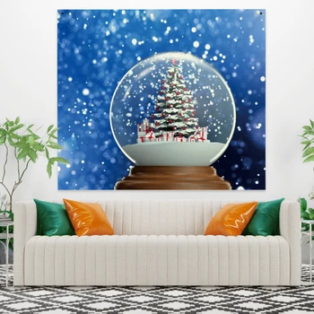 

Laeacco Fashion Tapestry Crystal Ball Christmas Tree Gifts Falling Snow Wall Hangings Modern Home Living Room Bedroom Decoration