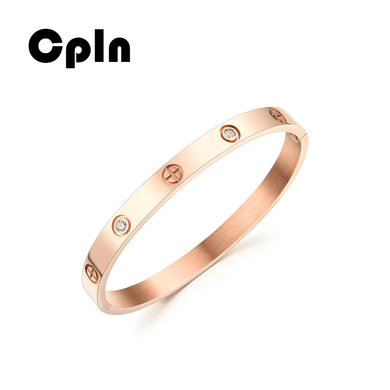 RoseGold(T) Cpln Новые Креативные модные золотые/серебряные/розовое золото титановые стальные браслеты для женщин простой тренд дикий ювелирный браслет - Окраска металла: RoseGold(T)