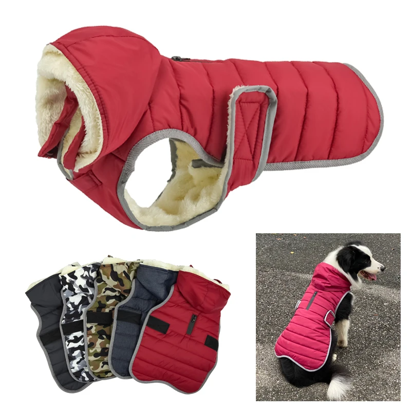 WinterClothesforLargeDogsWaterproofHoodedDogJacketReflective