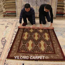 YILONG 4'x6' Perisan Шелковый Vantage ковер античный Восточный ручной работы роскошная вилла ковры(ZQG109A