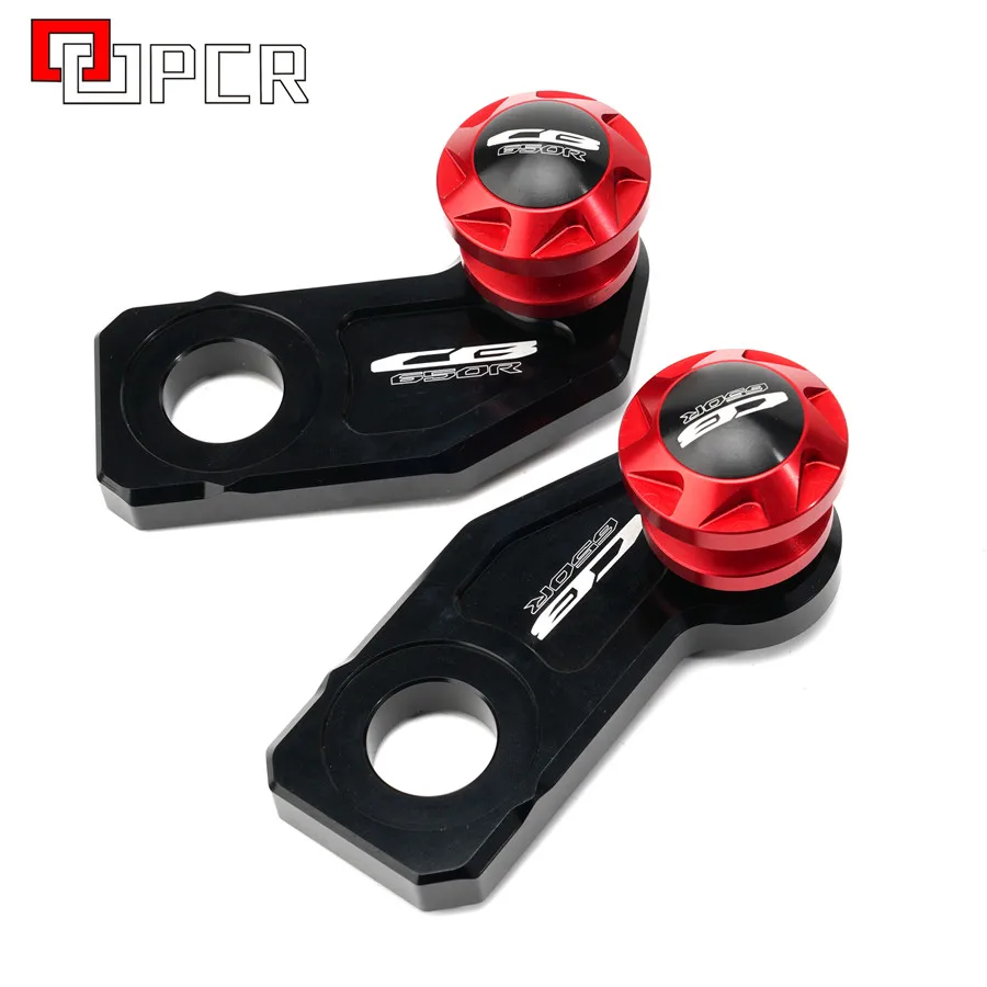 CB650R logo red С логотипом CB 650R/CBR 650R мотоциклетные цепи регулировочный кронштейн блок маятник Катушки слайдер для Honda cb650r cbr650r - Цвет: CB650R logo red