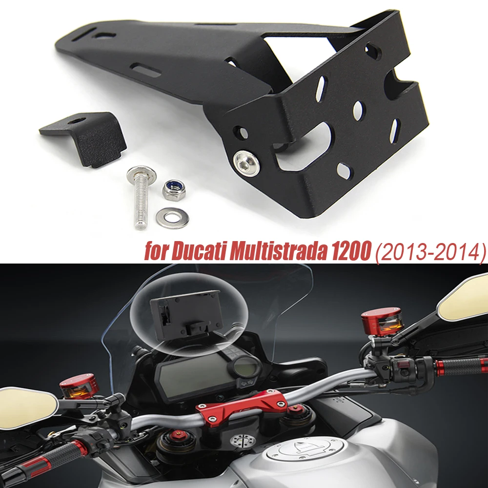 2013 2014 For Ducati Multistrada 1200 Motorcycle GPS Phone Holder Stand Bracket USB Charger GPS Moto for ducati monster 1200 oil cooler guard 2013 2014 2016 motorcycle accessories aluminum radiator grille guard cover motorbike