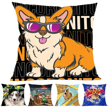 

Cardigan Welsh Corgi Dog Photographs painting Home Decorative Sofa 45*45cm linen Pillow Case Cushion Cover