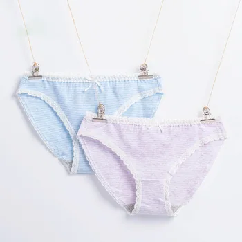 

3pcs Lot Large Size Solid Color Cotton Women Panties Breathable Buttock Lifting Lace Bow Seamless Briefs