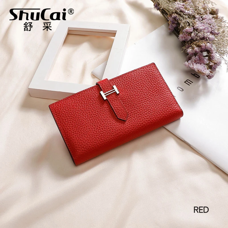 Длинный кошелек, женские кошельки, модный кошелек для монет, держатель для карт, женские кошельки, высокое качество, клатч, сумка для денег, кошелек из натуральной кожи - Цвет: RED
