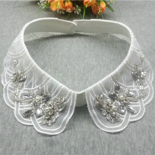 Neck Collar Женский галстук на шею, жемчужный бисер, шифоновый кружевной цветок, декольте, искусственный воротник, стразы, съемный воротник, съемный топ с отворотом - Цвет: Neck Collar