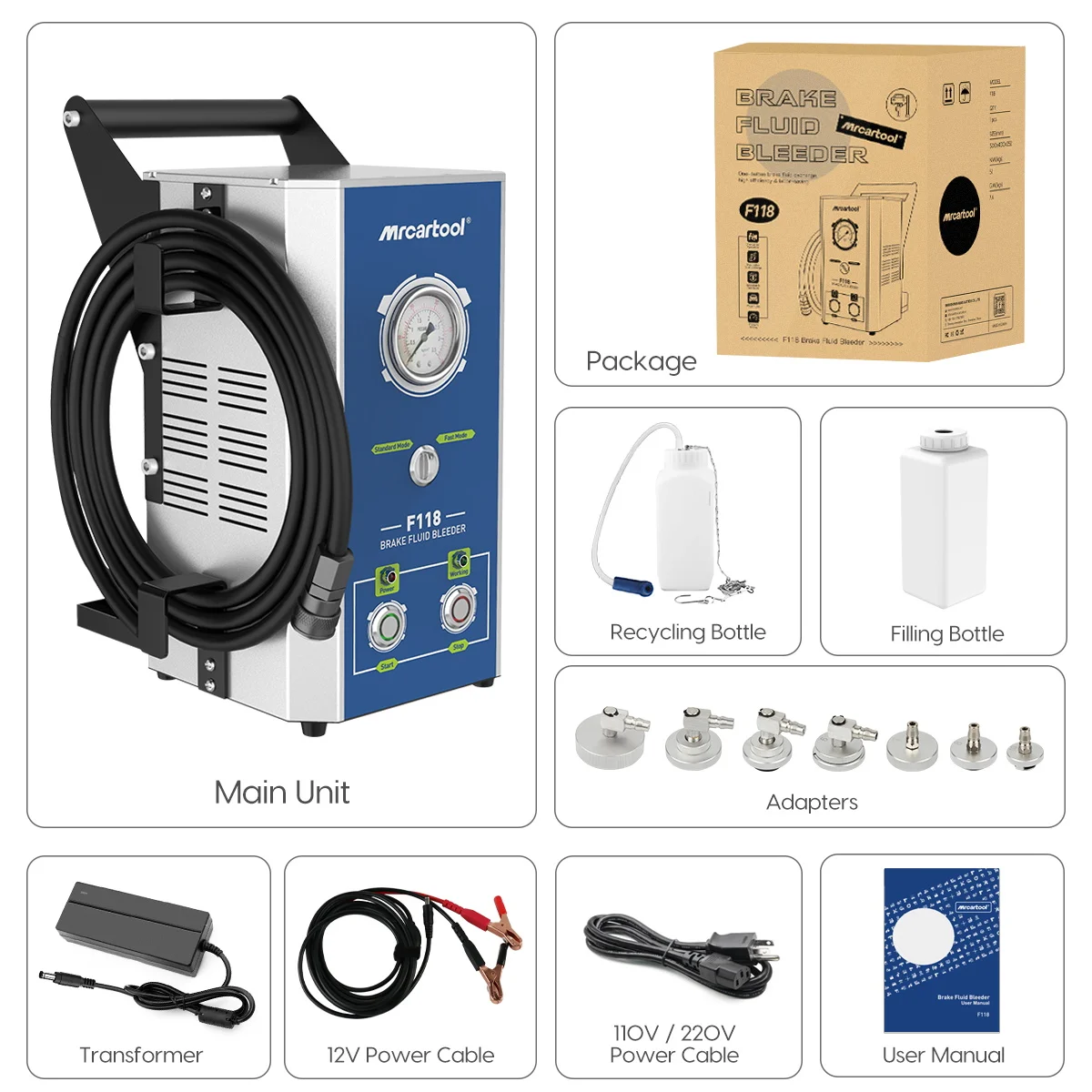 packing list of F118 Brake Fluid Change Machine