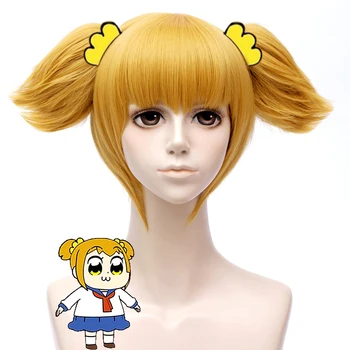 

VICWIG Short Anime Gold Yellow Wig Cosplay with Two Horsetail High Temperature Fiber Synthetic for Halloween Straight Hair