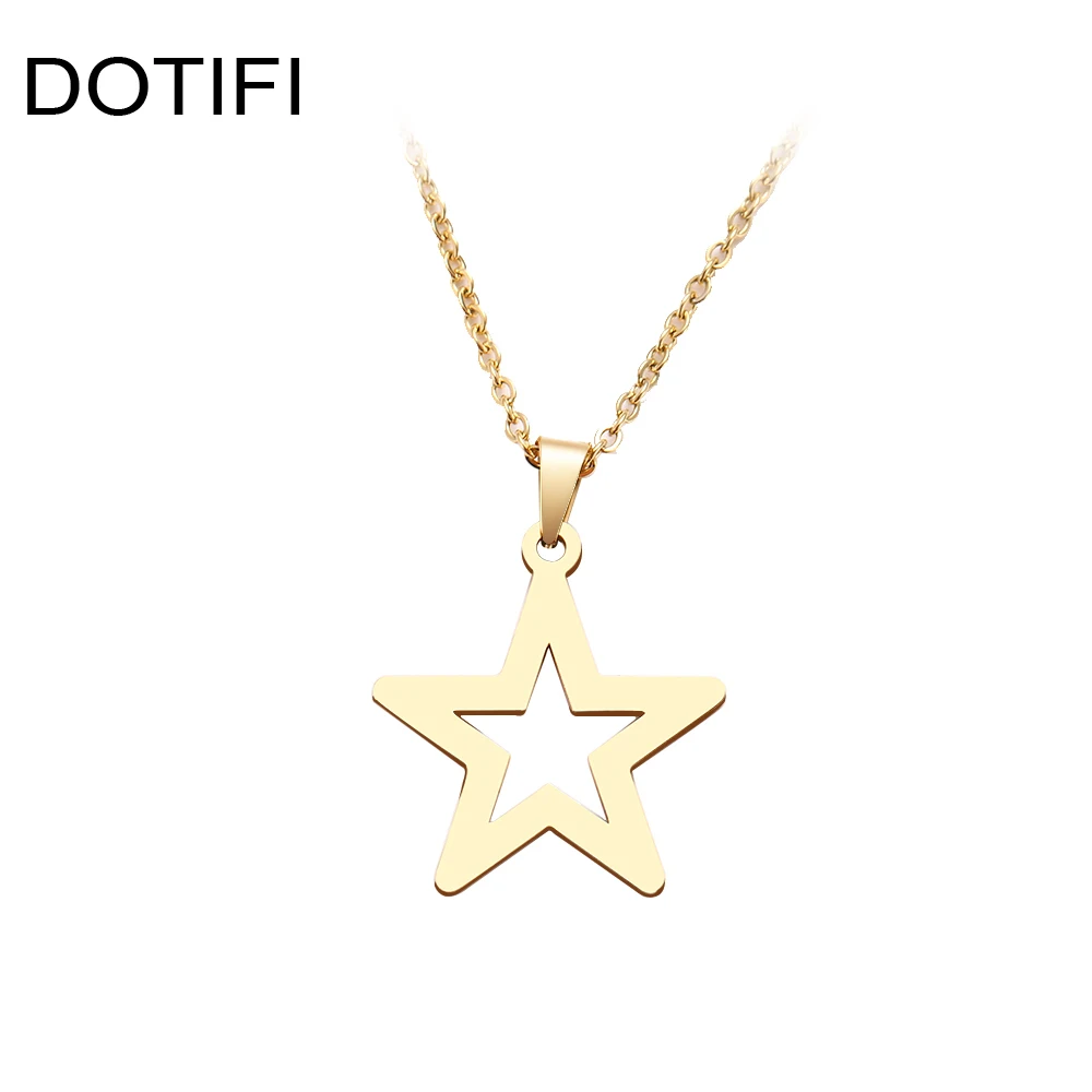 DOTIFI, какана, ожерелье из нержавеющей стали для женщин, классическое, полое, звезда, колье, подвеска, ожерелье, Помолвочное ювелирное изделие