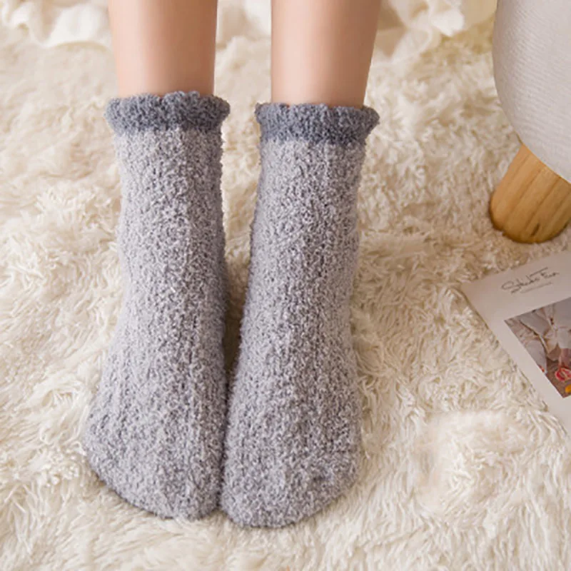 Утепленные женские кашемировые носки; милые плюшевые теплые домашние ...
