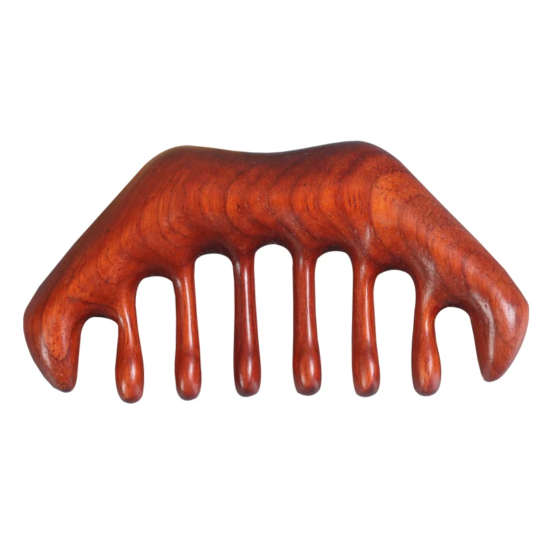 Guajacwood Meridian Massage Comb Five Teeth Sessile Wood Wide Tooth Natural Tan Wooden Scalp Head Scraping Combs |