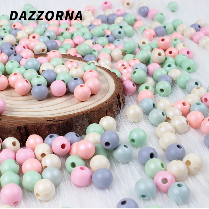 

8mm 10mm 100/200Pcs Pick Color Acrylic Round Beads Loose Bead For DIY Bracelets & Necklaces Jewelry Makings Accessories