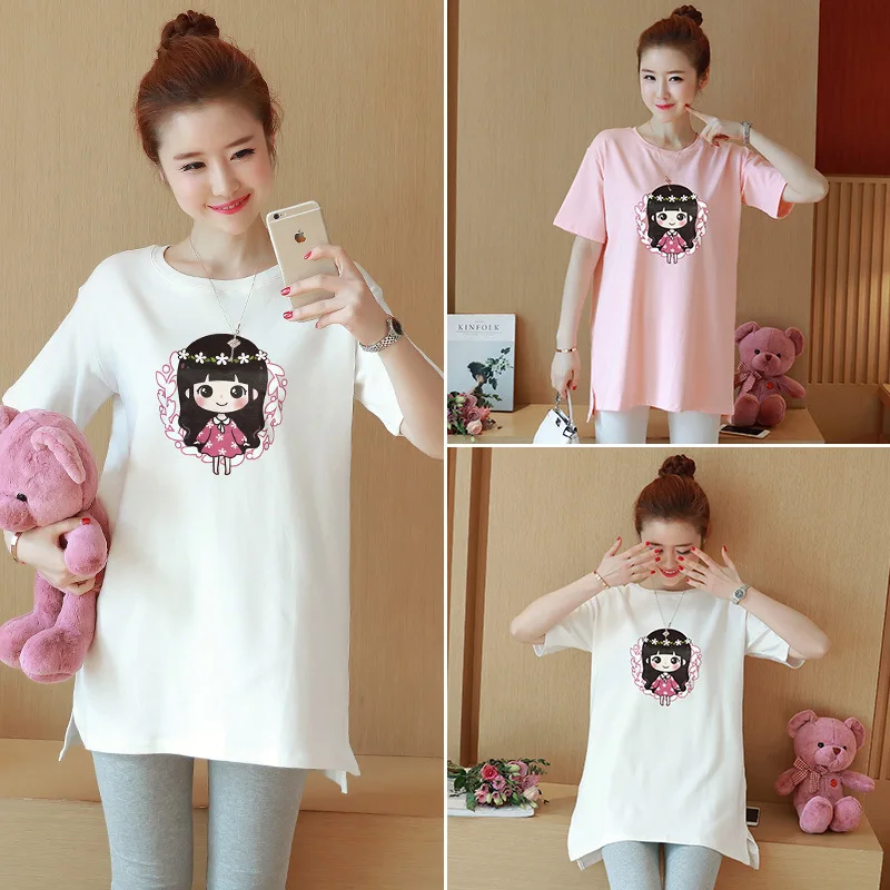 

2019 New Style Summer Wear Fashion Models New Style Pregnant Women Summer T-shirt Short Sleeve T-shirt Maternity Clothes Tops