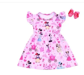 

wholesale baby girl flutter sleeves pink dresses hot sale toddler girls frock