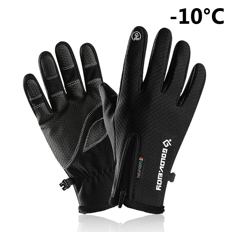 02 Black Touch Screen Ski Gloves Winter Professional Adult Cycling Waterproof Windproof Warm Thick Gloves Skiing Snowboard Gloves - Цвет: 02 Black