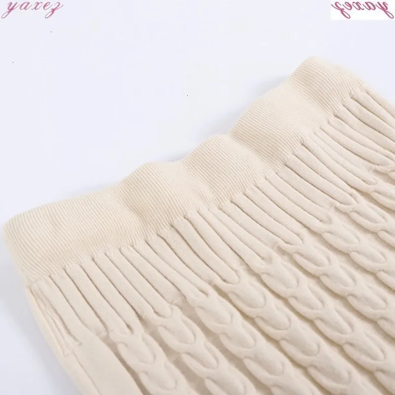 Женские вязаные юбки, Осень-зима, толстая теплая шерстяная юбка миди, эластичная лента, высокая талия, фатиновая юбка для женщин