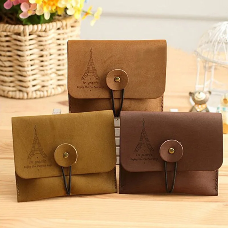 

Retro Romantic Iron Tower Purse Suede Leather Key Coin Purse Wallet Storage Ditty Bag